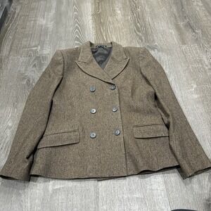 Theory Blazer Women's 12 Double Breasted Fleck Virgin Wool Silk Work Blazer